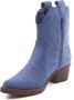 Weloveshoes Cyber Monday Deal Dames Cowboylaarzen met Hak Kort Suedine Blauw - Thumbnail 1