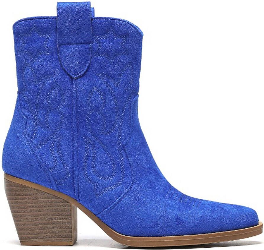 Weloveshoes Black Friday Deal Dames Cowboylaarzen met Hak Kort Suedine Blauw