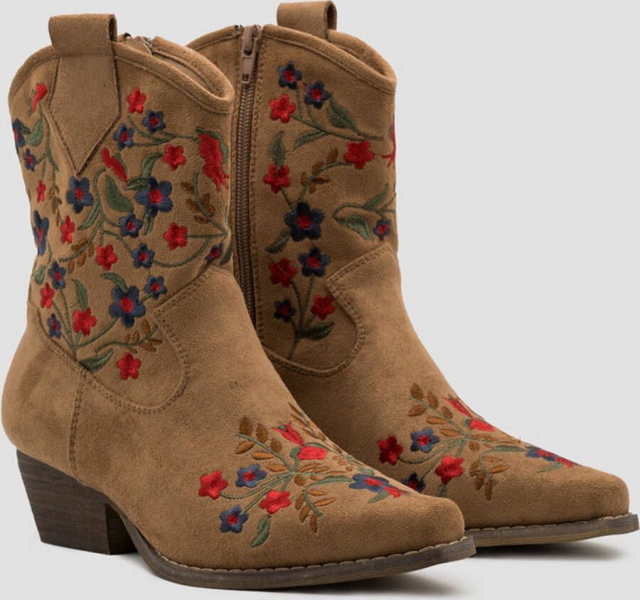 Weloveshoes Black Friday Deal Dames Cowboylaarzen met Hak Kort Suedine Camel