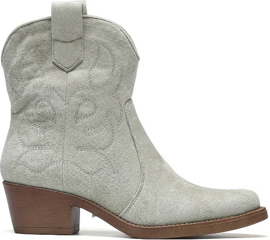 Weloveshoes SmileFavorites Dames Cowboylaarzen met Hak Kort Suedine Groen