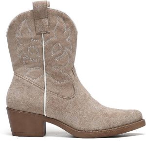 Weloveshoes SmileFavorites Cowboylaarzen met Hak Kort Suedine Khaki