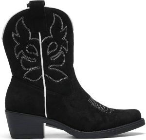 Weloveshoes SmileFavorites Cowboylaarzen met Hak Kort Suedine Zwart
