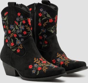 Weloveshoes SmileFavorites Cowboylaarzen met Hak Kort Suedine Zwart
