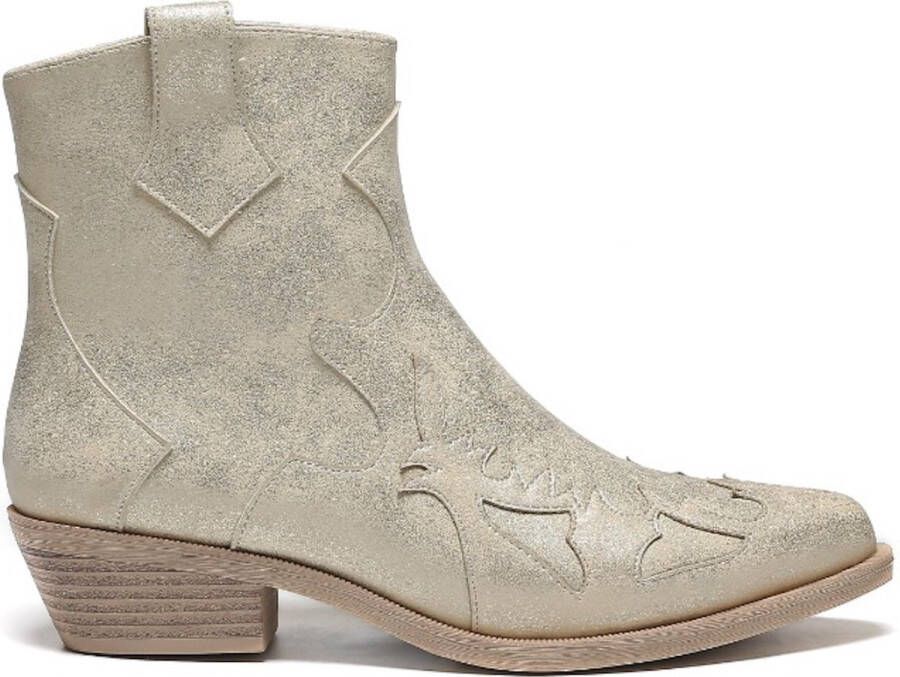 Weloveshoes Smile Favorites Dames Cowboylaarzen met Hak Kort Goud Imitatieleer