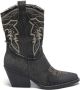 Weloveshoes Smile Favorites Dames Cowboylaarzen met Hak Kort Zwart Stof - Thumbnail 2