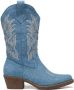 Weloveshoes Black Friday Deal Dames Cowboylaarzen met Hak Stof Blauw - Thumbnail 1
