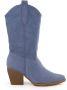 Weloveshoes Cyber Monday Deal Dames Cowboylaarzen met Hak Suedine Blauw - Thumbnail 1