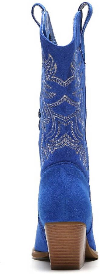 Weloveshoes Cyber Monday Deal Dames Cowboylaarzen met Hak Suedine Blauw