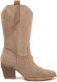 Weloveshoes Smile Favorites Vrouwen Cowboylaarzen met Hak Khaki Suedine - Thumbnail 1