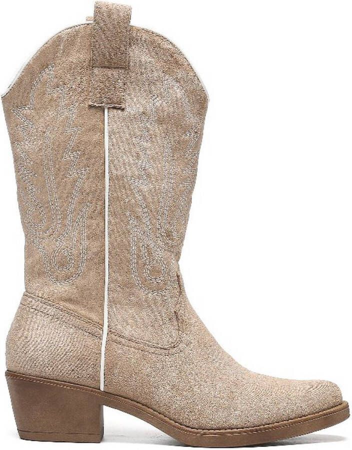 Weloveshoes Cyber Monday Deal Dames Cowboylaarzen met Hak Suedine Khaki