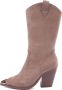 Weloveshoes Black Friday Deal Dames Cowboylaarzen Western Suedine Taupe Nude - Thumbnail 1