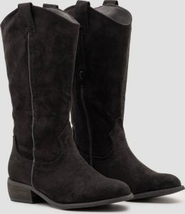 Weloveshoes SmileFavorites Cowboylaarzen met Hak Suedine Zwart