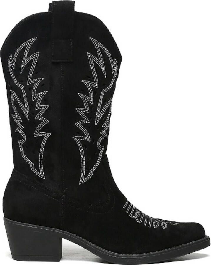 Weloveshoes Black Friday Deal Dames Cowboylaarzen met Hak Suedine Zwart