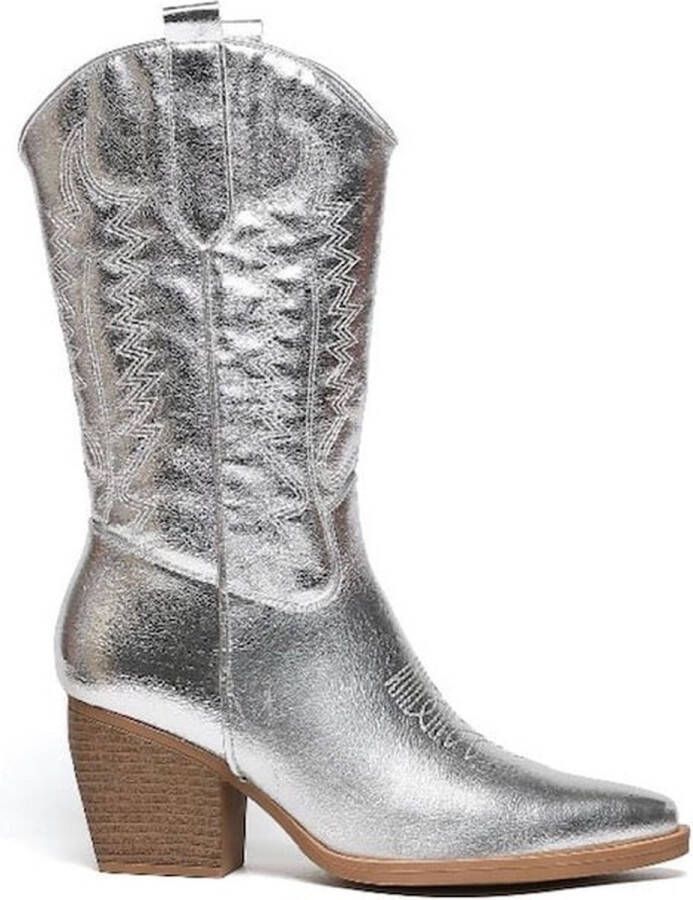 Weloveshoes Cyber Monday Deal Dames Cowboylaarzen met Hak Zilver