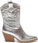 Weloveshoes Smile Favorites Dames Cowboylaarzen met Hak Zilver Imitatieleer - Thumbnail 2