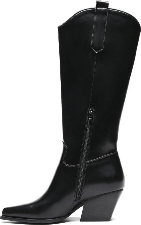 Weloveshoes SmileFavorites Dames Cowboylaarzen met Hak Zwart Imitatieleer