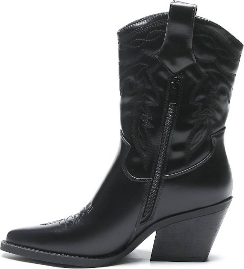 Weloveshoes Smile Favorites Dames Cowboylaarzen met Hak Zwart Imitatieleer