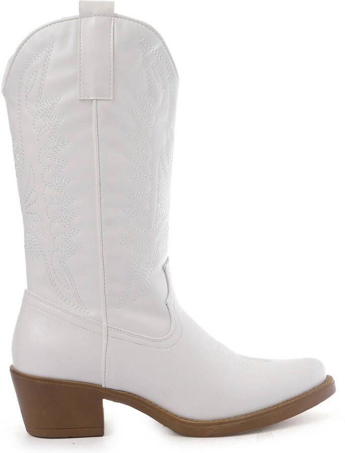 Weloveshoes SmileFavorites Cow laarzen Western Imitatieleer Wit