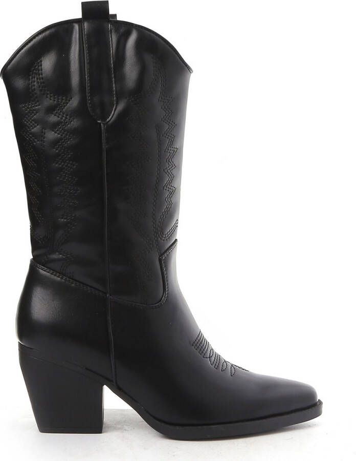Weloveshoes Cyber Monday Deal Dames Cowboylaarzen met Hak Imitatieleer Zwart