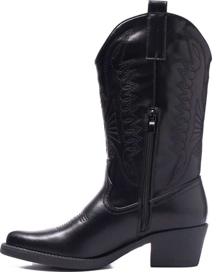 Weloveshoes SmileFavorites Dames Cowboylaarzen Western Imitatieleer Zwart