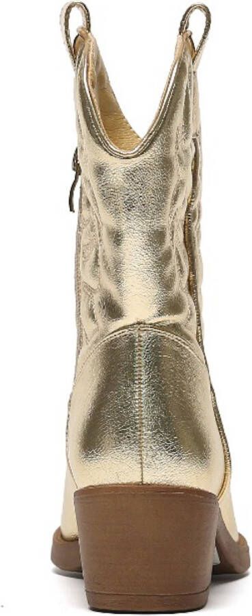 Weloveshoes Black Friday Deal Dames Cowboylaarzen Western Kort Imitatieleer Goud