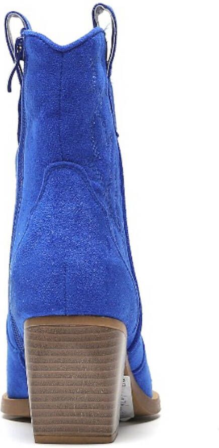 Weloveshoes Black Friday Deal Dames Cowboylaarzen met Hak Kort Suedine Blauw