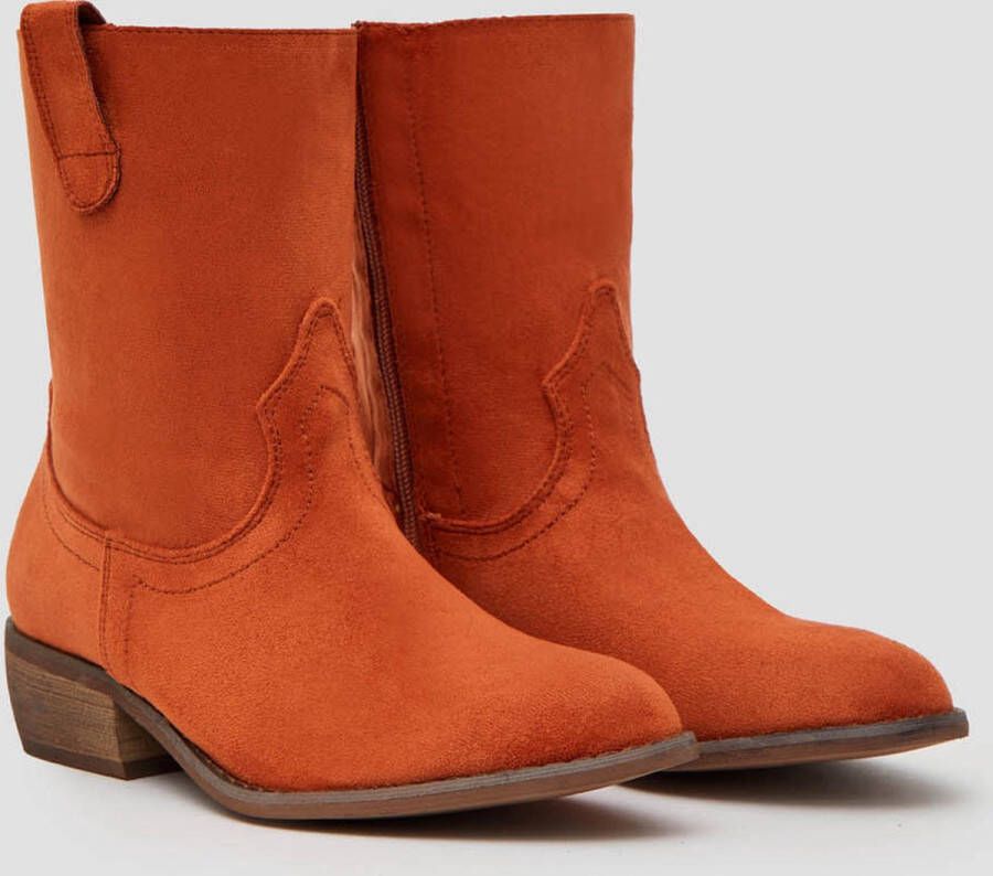 Weloveshoes Black Friday Deal Dames Cowboylaarzen Western Kort Suedine Rood