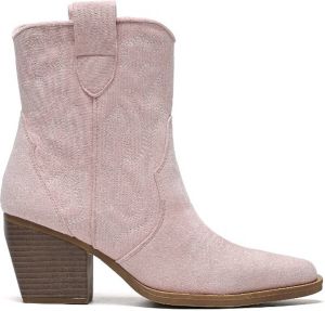 Weloveshoes SmileFavorites Cowboylaarzen Western Kort Suedine Roze