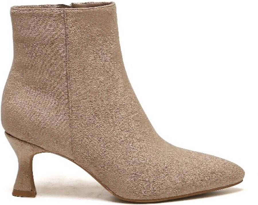 Weloveshoes SmileFavorites Dames Enkellaarzen met Hak Suedine Taupe Khaki