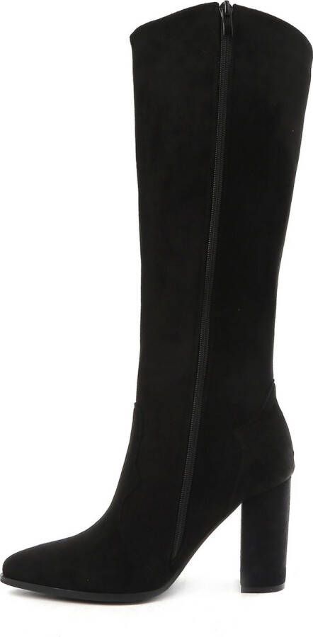 Weloveshoes SmileFavorites Dames Laarzen met Hak Zwart Suedine