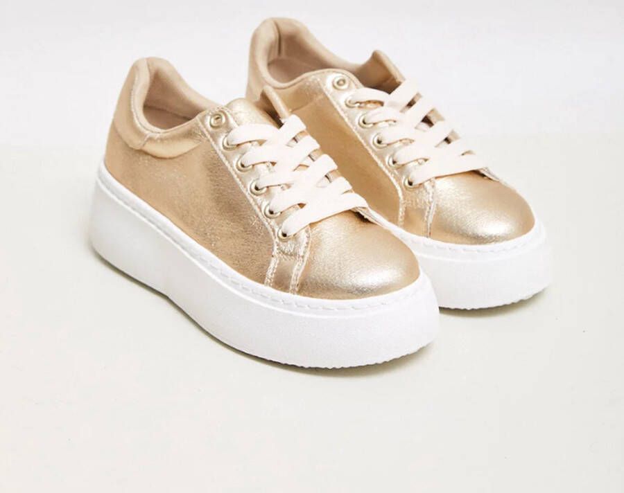 Weloveshoes SmileFavorites Dames Sneakers Imitatieleer Goud