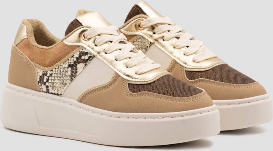 Weloveshoes Cyber Monday Deal Dames Sneakers Imitatieleer Khaki