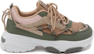 Weloveshoes SmileFavorites Sneakers met Hak Imitatieleer Stof Groen
