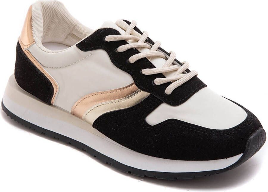 Weloveshoes SmileFavorites Dames Sneakers met Hak Imitatieleer Zwart