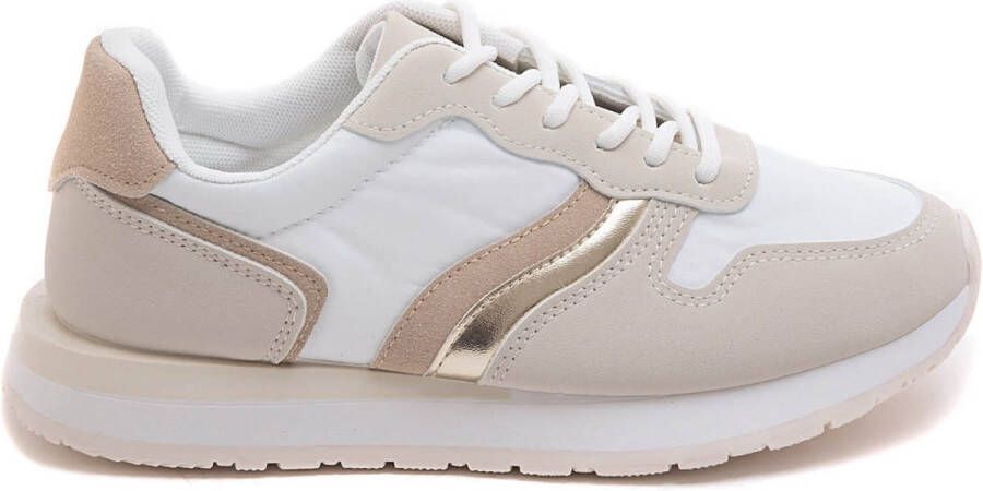 Weloveshoes SmileFavorites Dames Sneakers met Hak Imitatieleer Beige