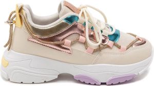 Weloveshoes SmileFavorites Sneakers met Hak Imitatieleer Stof Beige