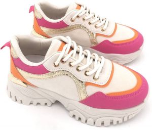 Weloveshoes SmileFavorites Sneakers met Hak Imitatieleer Stof Beige