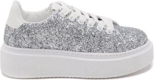 Weloveshoes SmileFavorites Sneakers met Hak Imitatieleer Zilver