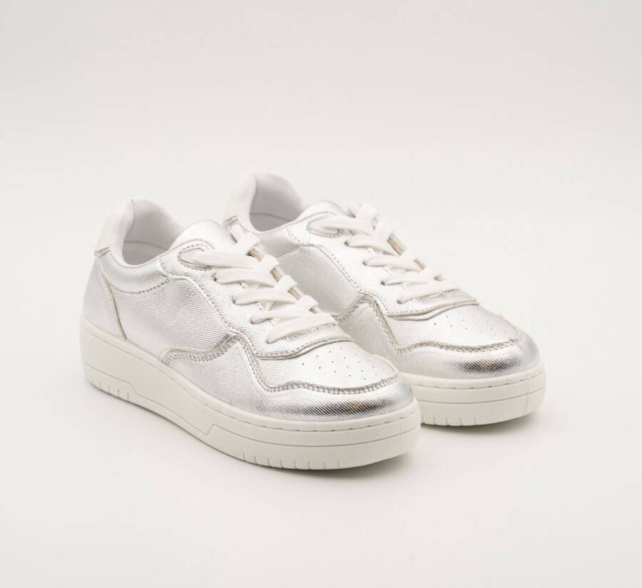 Weloveshoes SmileFavorites Dames Sneakers Zilver Imitatieleer