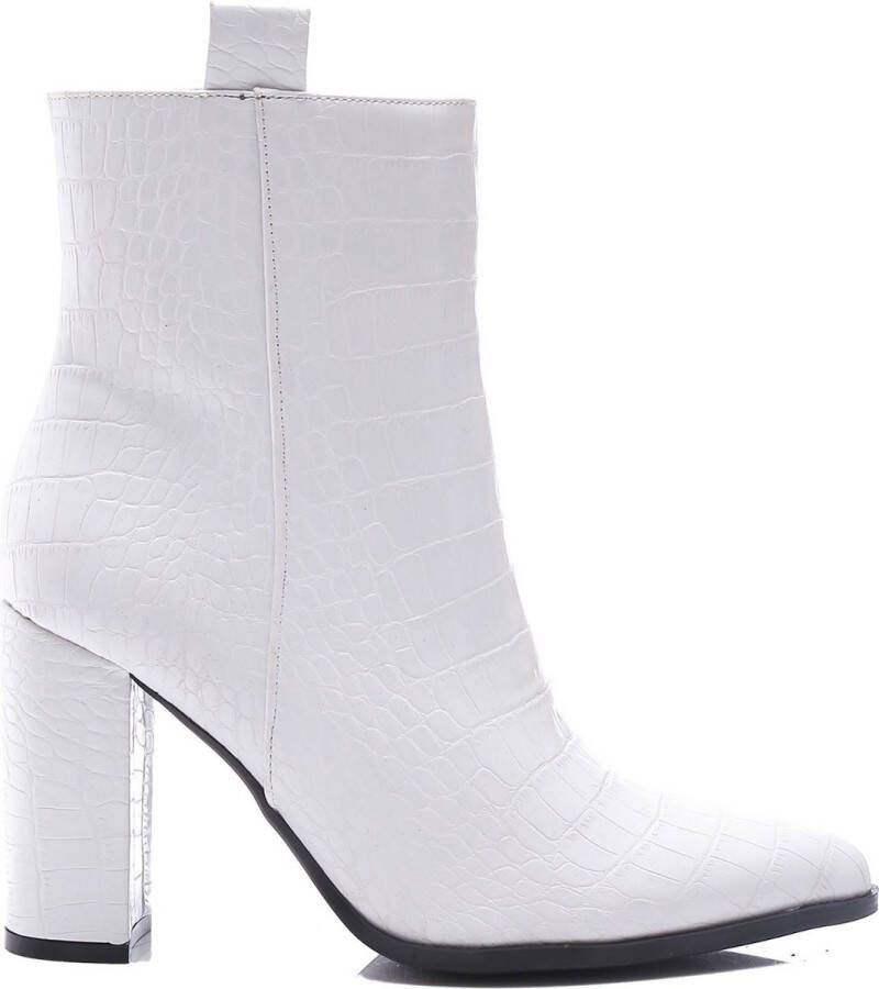 Weloveshoes Smile Favorites Dames Enkellaarzen met Hak Wit Imitatieleer