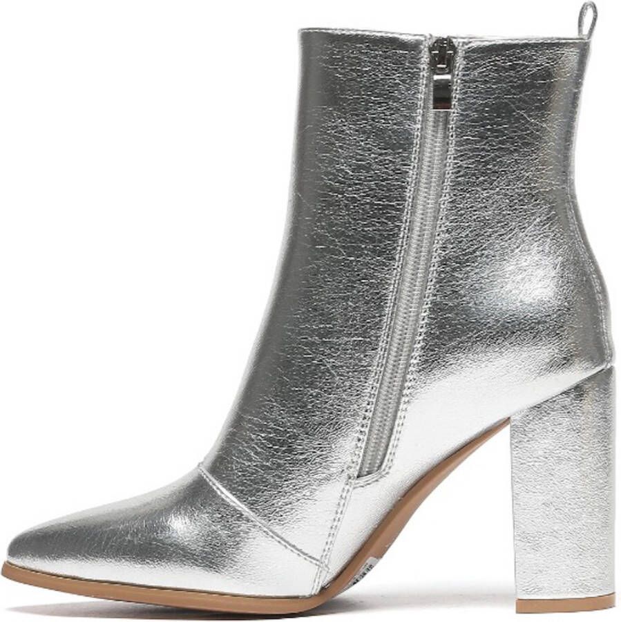 Weloveshoes Cyber Monday Deal Dames Enkellaarzen met Hak Imitatieleer Zilver