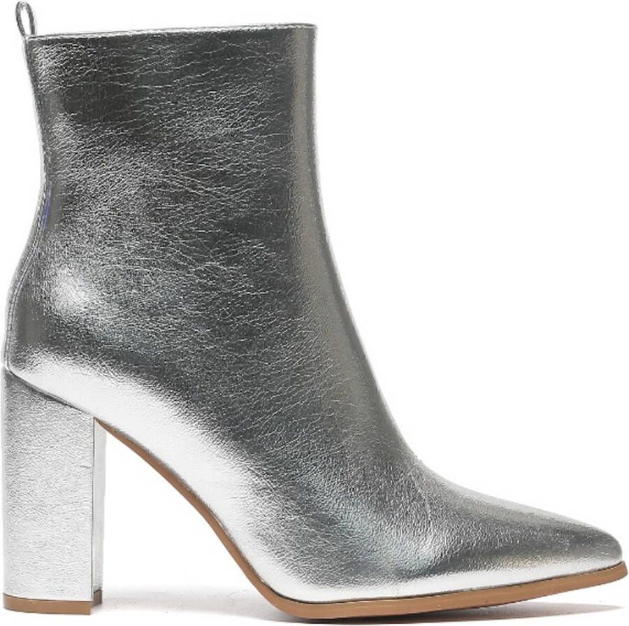 Weloveshoes Cyber Monday Deal Dames Enkellaarzen met Hak Imitatieleer Zilver