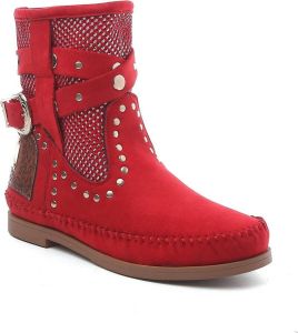 Weloveshoes SmileFavorites Enkellaarsjes met Hak Suedine Rood