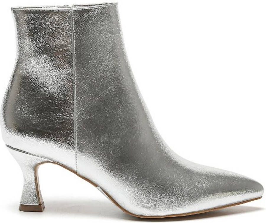 Weloveshoes Black Friday Deal Dames Enkellaarzen met Hak Imitatieleer Zilver