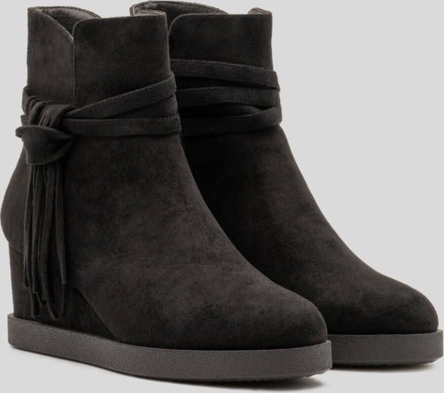 Weloveshoes Black Friday Deal Dames Enkellaarzen Western Suedine Zwart