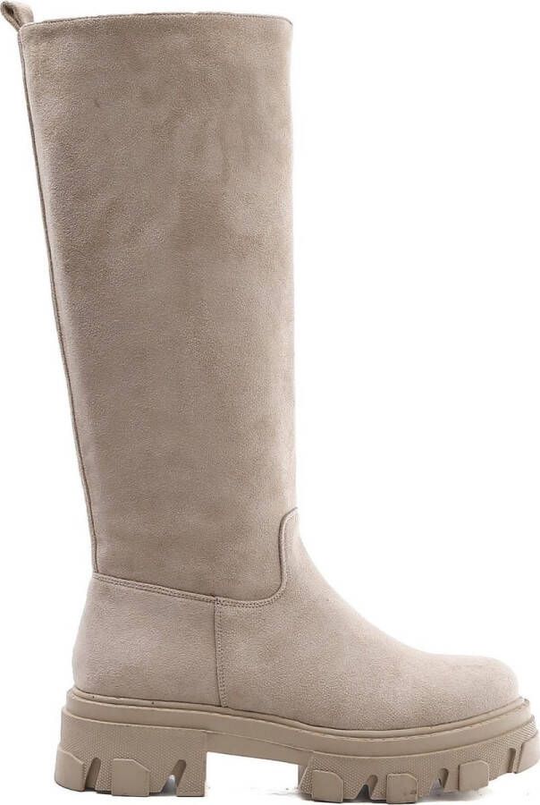 Weloveshoes SmileFavorites Dames Laarzen Chelsea boots met Hak Beige Suedine