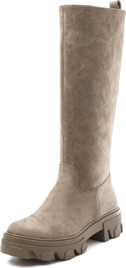 Weloveshoes SmileFavorites® Laarzen Chelsea boots met Hak Suedine Taupe Khaki