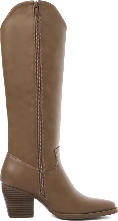 Weloveshoes SmileFavorites® Laarzen met Hak Imitatieleer Khaki - Foto 2