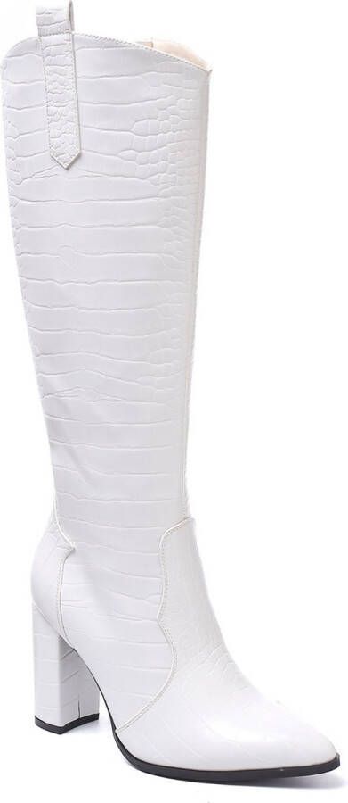 Weloveshoes Smile Favorites Dames Laarzen met Hak Wit Imitatieleer