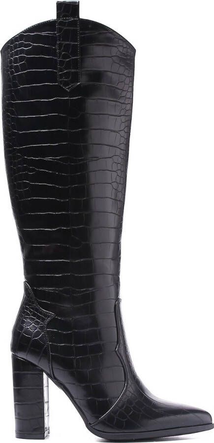 Weloveshoes Smile Favorites Dames Laarzen met Hak Zwart Imitatieleer - Foto 1
